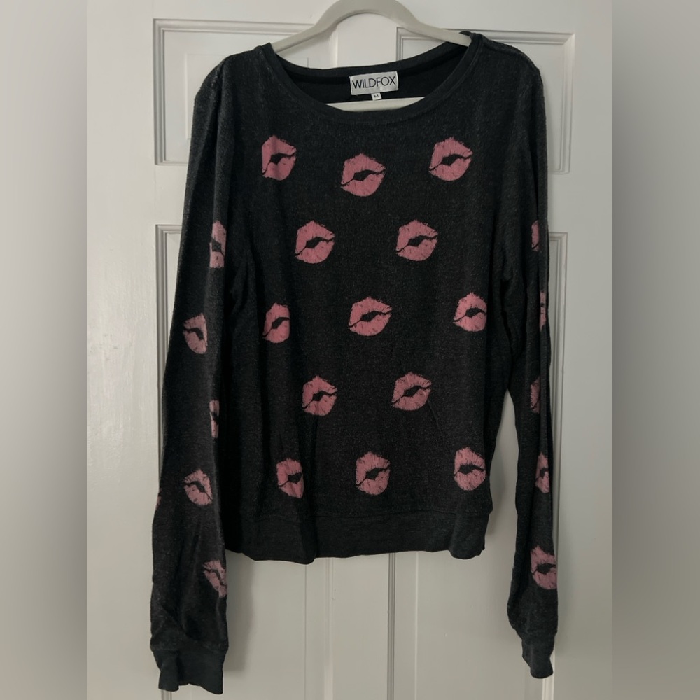 Wildfox Baggy Beach Jumper with Pink Lips